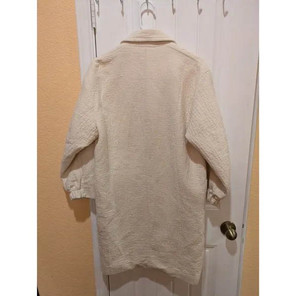 Zara Soft Cream Ladies Double Breasted Coat Size XS - Image 11