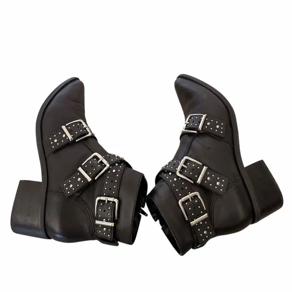Steve Madden black studded rock leather Moto "Glori" boots women US 7M - Image 6