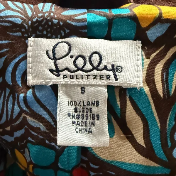 Lilly Pulitzer vintage brown fully lined button down lamb suede blazer small - Image 9