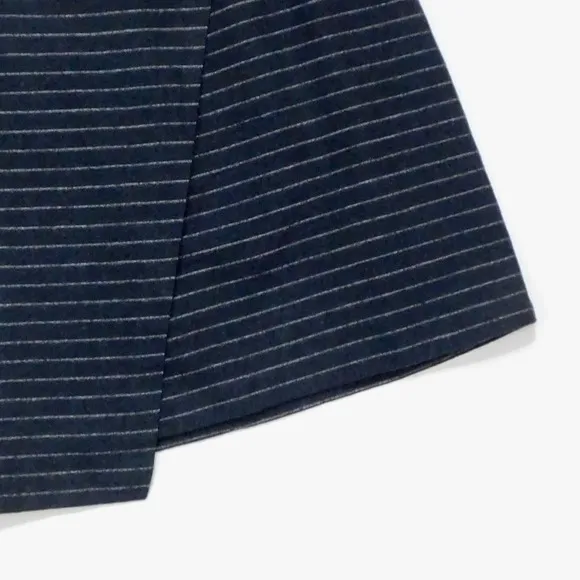 MADEWELL Wool Gray‎ Striped Mini Skirt Academia Collegiate Faux Wrap Size 4 - Image 4