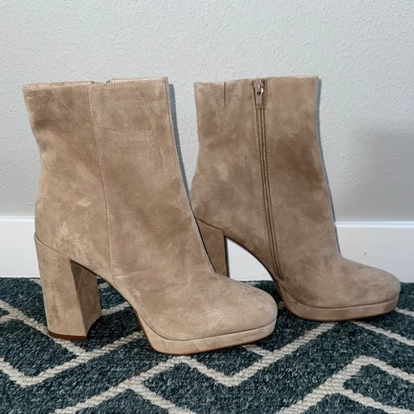 Steve Madden Adryana Sand Suede Platform Ankle Boots Size 10 - Image 2