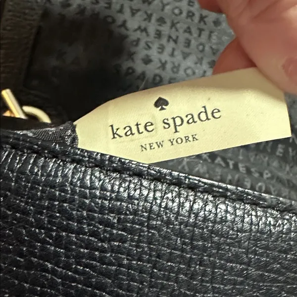 Kate Spade Black Leather Crossbody Bag Purse Chain Strap Minimalist Day Evening - Image 9