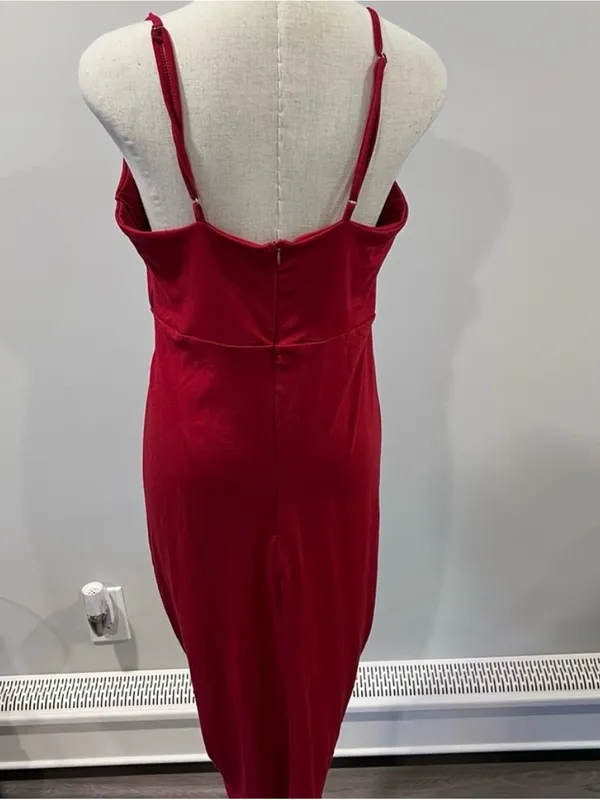 Red Spaghetti-Strap Wrap Dress - Women - Image 5