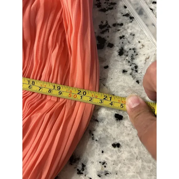 MAC DUGGAL Size 16 Coral Gown Wedding Formal Ball Gown Pleated Bodice Sequins - Image 12