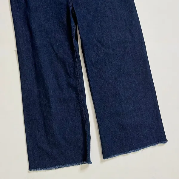 VERONICA BEARD Grant Wide Leg Jean Indigo Blue High Rise Button-Fly Raw Hem 31‎ - Image 4