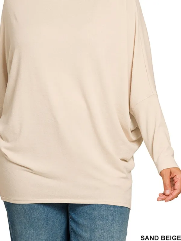 New!Plus Size Zenana Outfitters Hacci Sand Beige Dolman Tunic Top Size 3X - Image 5