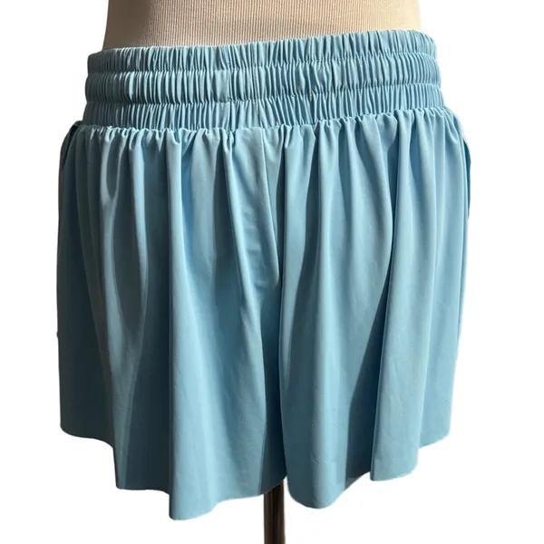 Sky Blue Elastic Waist Shorts Size XL - Image 3