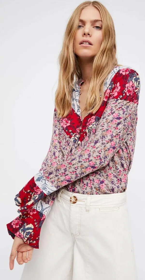 Free People Wildflower Bohemian Fields Long Sleeve Multicolor Tunic - Image 2