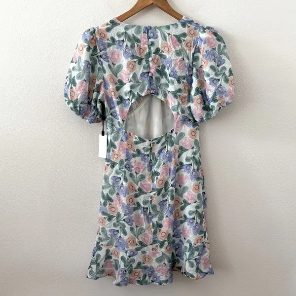 NWT Astr The Label Floral Puff Sleeve Cutout Dress L - Image 7