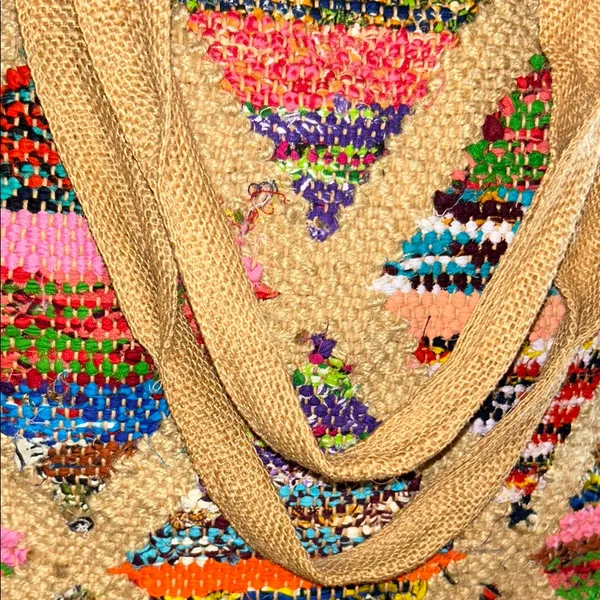 Colorful Woven Tote Bag Red - Image 2