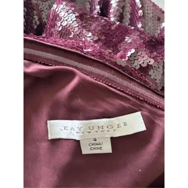 Kay Unger Alexia One Shoulder Sequin Midi Dress Size 4 Evening Cocktail - Image 2