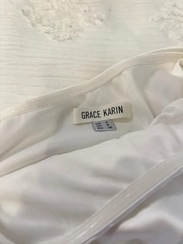 White satin one shoulder mini dress - size 6 - Image 4