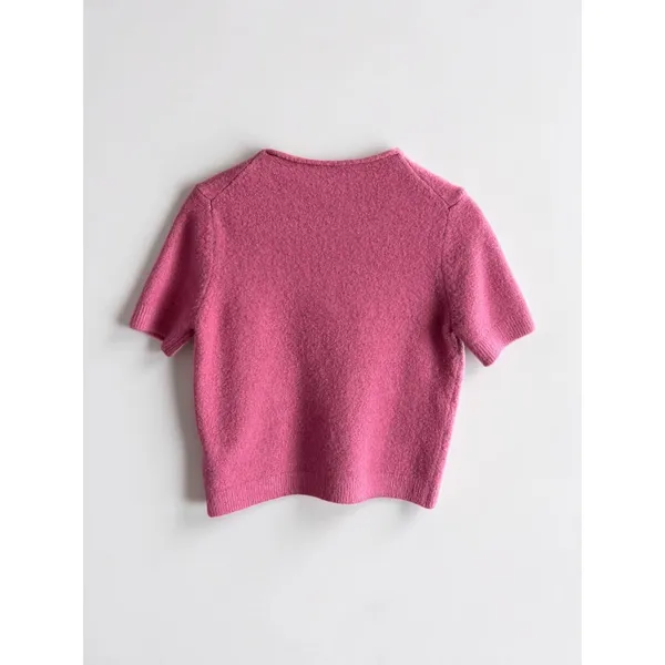 ZARA Pink Soft Knit Short Sleeve Sweater Crew Neck Medium - Image 2