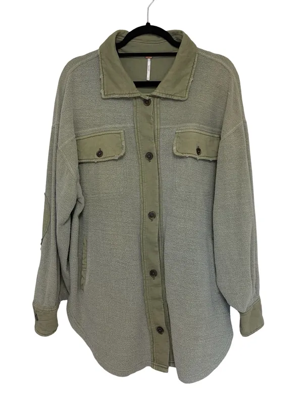 Free People Oversized Fall Ruby Shirt Jacket / Shacket in Sage Green - Size XS - Image 4