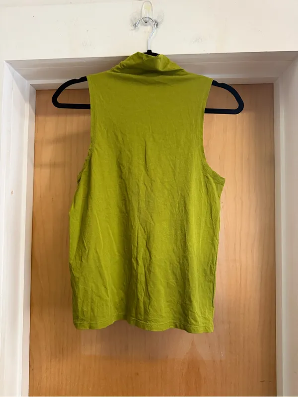 J.Crew Women’s Green 100% Cotton Sleeveless Mock Neck Top. Size: Small - Image 5