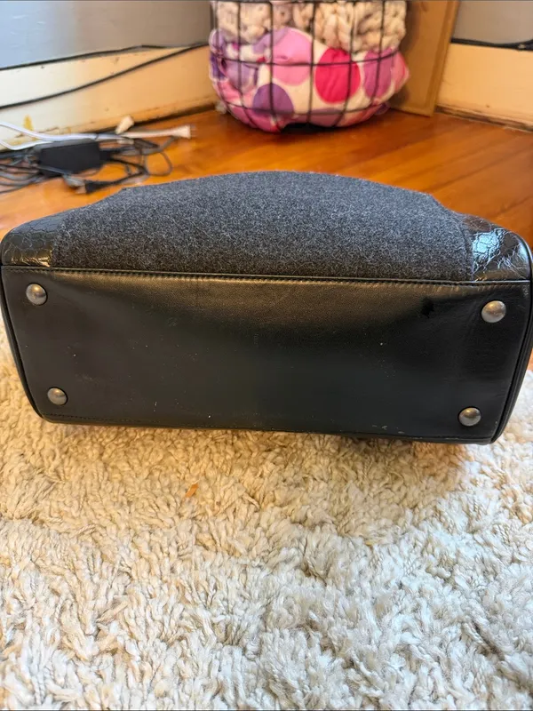 COACH Taylor Bowler Satchel WOOL/LEATHER Black F32818 - Image 7