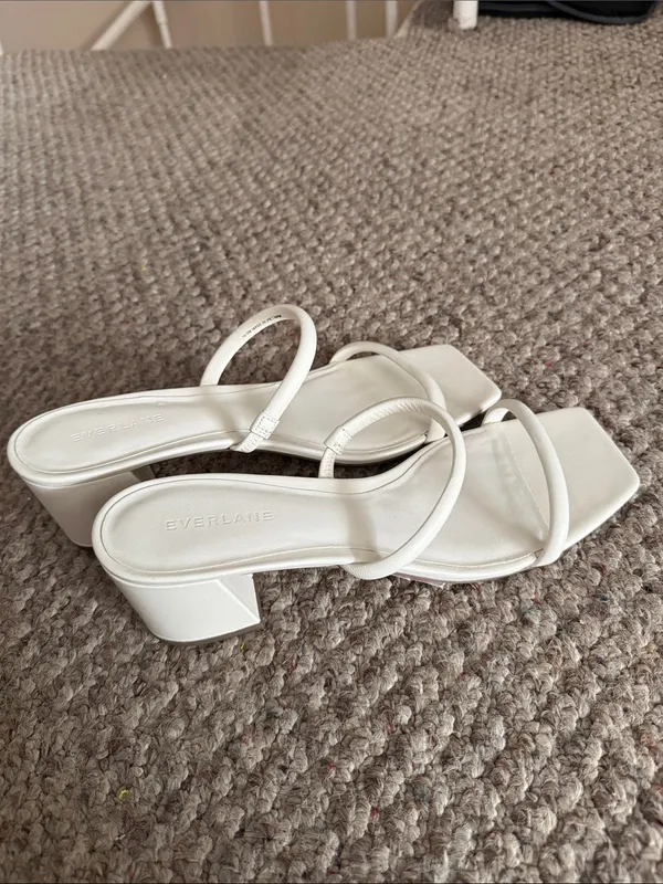 NEW Everlane The Double Strap Heel in White Ivory- Size 10.5 - Image 3
