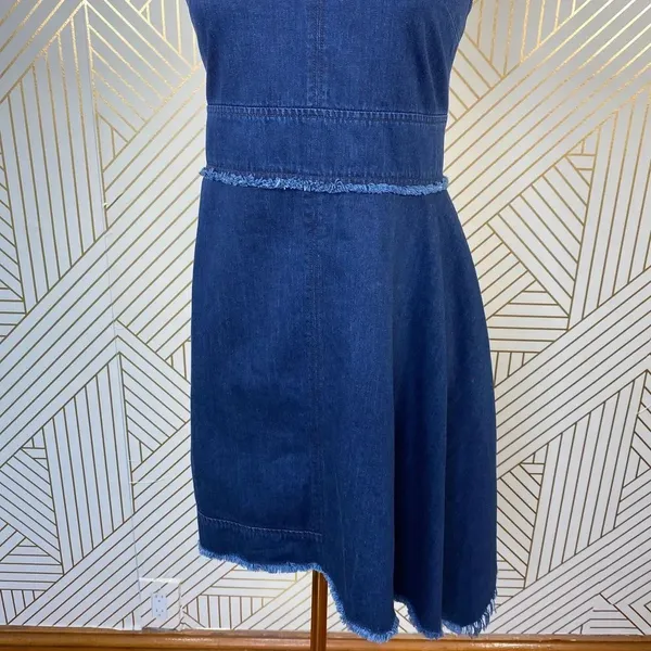 N/Nicholas Denim Flare‎ Side Sleeveless Dress Blue - Image 6
