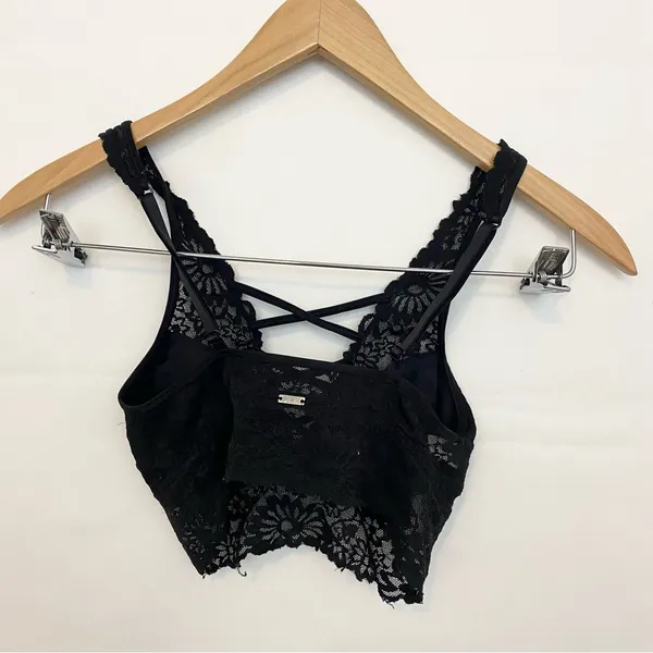 Victoria’s Secret PINK strappy lace black floral bralette bra - Image 3