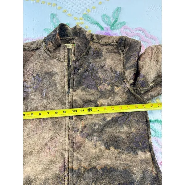 True Grit Dry‎ Goods Womens Brown Floral Fleece Full Zip Jacket Mock Neck Large - Image 7