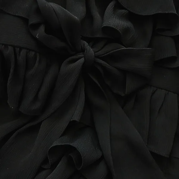 Vintage Y2K Juicy Couture Black Silk Blend Tie Front Ruffle Mini Dress Size 0 - Image 3