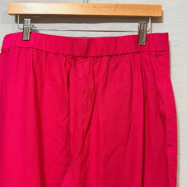 Ann Taylor Pink Linen Blend Wide Leg Cropped Pants Side Zip Size 8 High Rise - Image 6