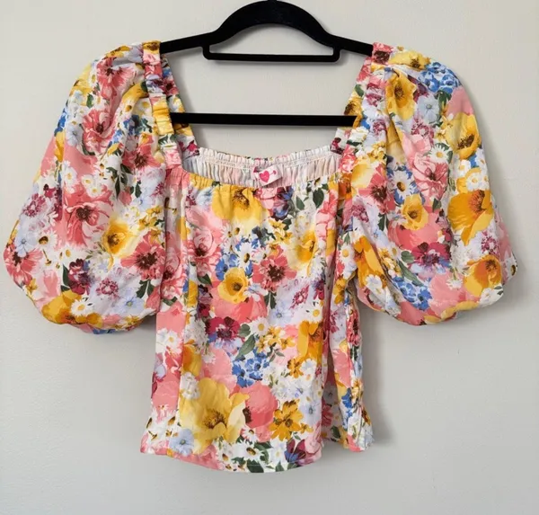 NWT Buddy Love Billie Smocked Puff Sleeve Top sz M - Image 5