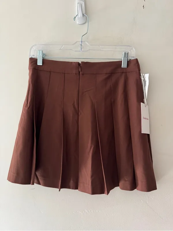 Aritzia NEW! Sunday Best Brown High-Waisted Pleated Olive Micro Mini Skirt - Image 6