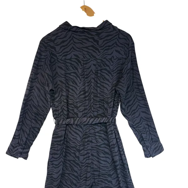 Rails Callan Charcoal Tiger Striped Belted Jumpsuit Wide Leg‎ Cropped Chic L - Image 8