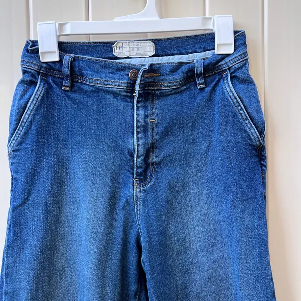 Free‎ People High Rise Wide Leg Blue Denim Cotton Blend Jeans sz 28 - Image 3