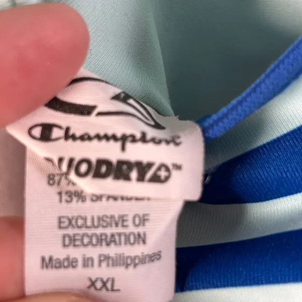 Champion UODRYA Blue White Floral‎ Stripe Sports Bra Racerback Athletic XXL - Image 3