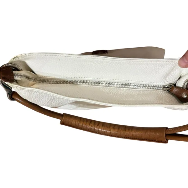 I Medici Firenze Italian White & Brown Genuine 100% Pebbled Leather‎ Handbag - Image 13