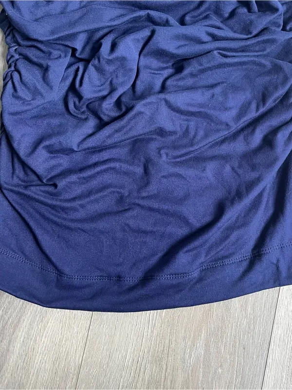 Baby Moon Maternity Navy Blue Ruched Dress XS V-Neck - Image 3