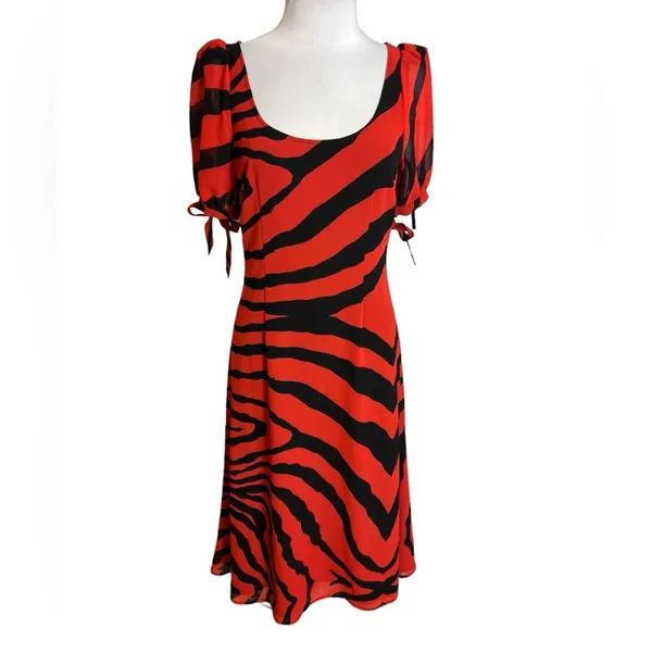 LPA Magda Midi Dress in Zebra black red Animal print‎ Sz S revolve - Image 8