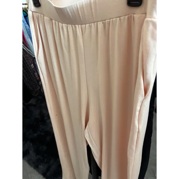 Peach Wide Leg Lounge Pants Jersey Knit Elastic Waist Pockets‎ Peach XL - Image 3