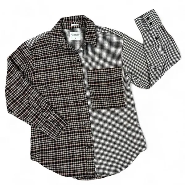 Abercrombie & Fitch Oversized‎ Multi Plaid Flannel Shirt Brown XS Button Up - Image 12