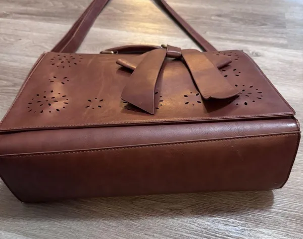 Ecosusi Leather Laptop Messenger Bag Briefcase Satchel Work Brown Bow - Image 5