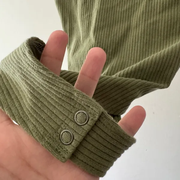 American Eagle Olive Green High‎ Neck Ribbed Bodysuit - Image 3