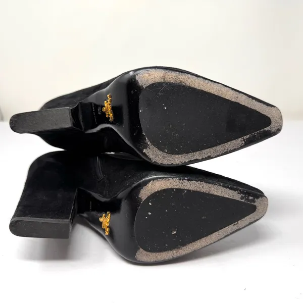 PRADA black suede ankle boots, made in Italy, size 39 - Image 12