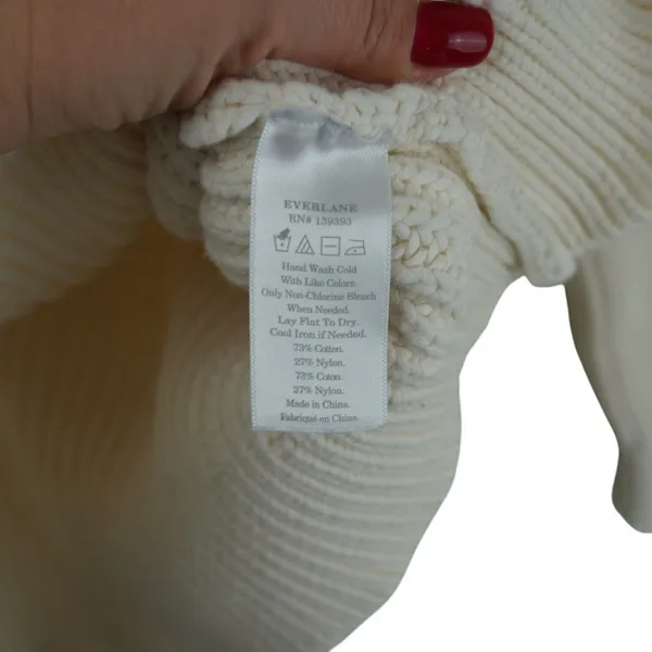 Everlane Womens Chunky Cable Knit‎ Sweater Ivory Pullover M - Image 3
