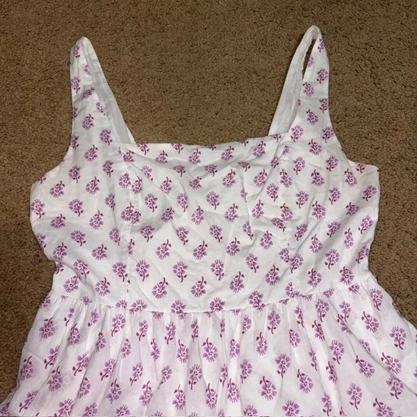 J. Crew Floral Tiered Midi Dress Sleeveless White Violet Storm 12 - Image 5