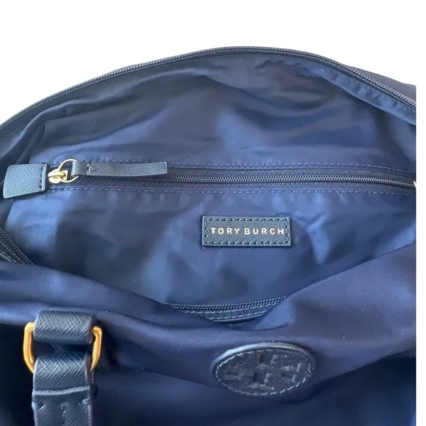 Tory Burch Small Ella Nylon Tote Navy Crossbody Zip Bag‎ - Image 11