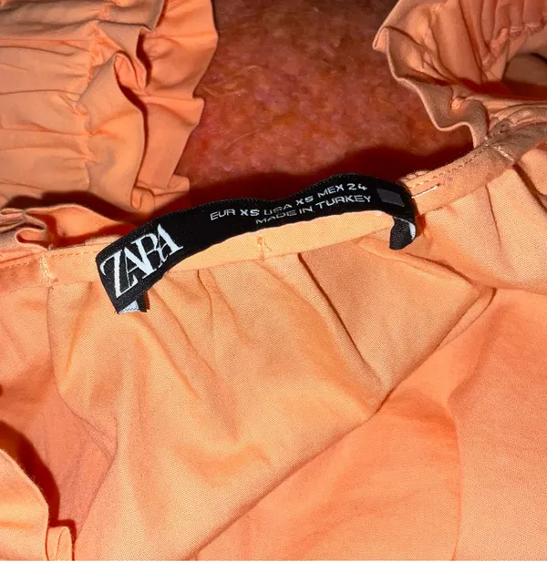 Orange Puff Sleeve ZARA Top - Image 2