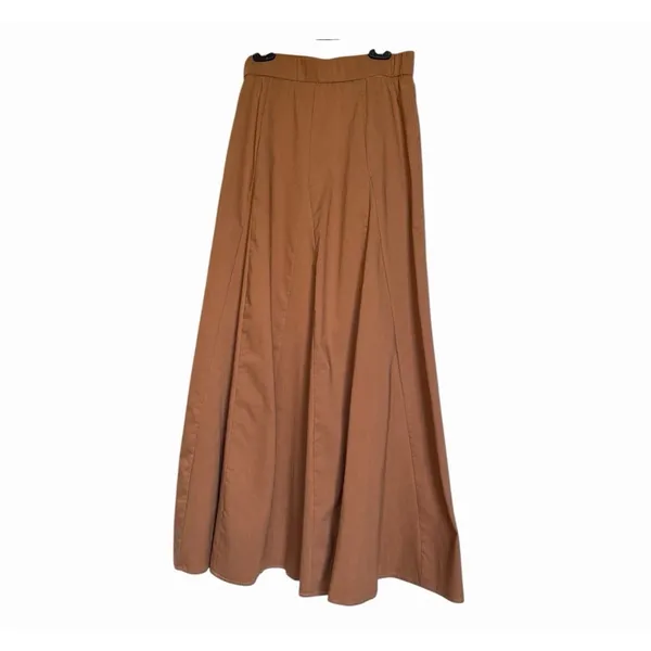 OGL Burnt Orange Maxi Flare Skirt Lyocell Linen Blend A Line NWT Small - Image 3
