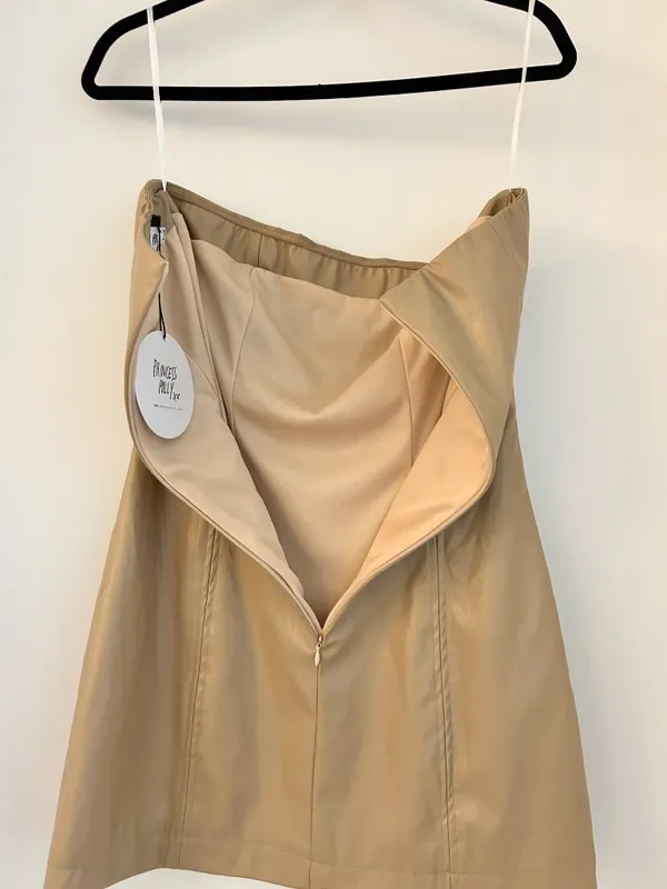 Princess Polly Hailey Strapless Vegan Leather Mini Dress Beige Size 8 NWT - Image 10