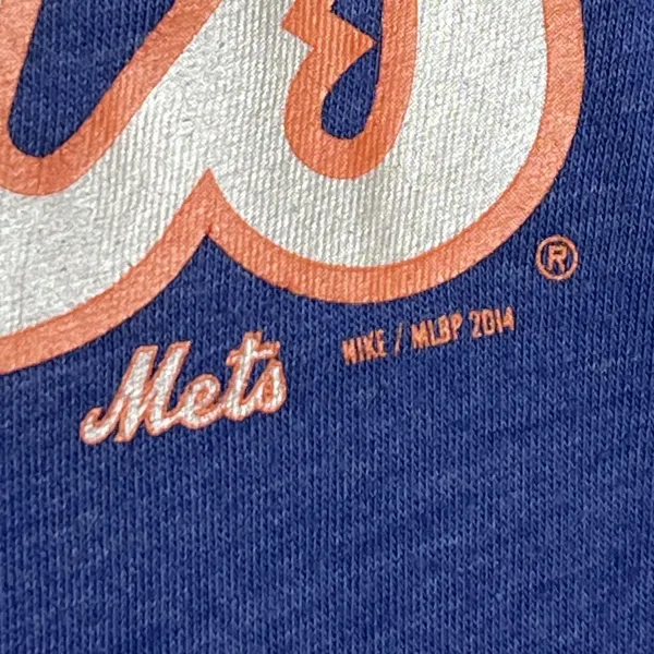 New York Mets Shirt Womens XL Blue MLB Baseball Nike V Neck Stripe Sleeves - Image 10