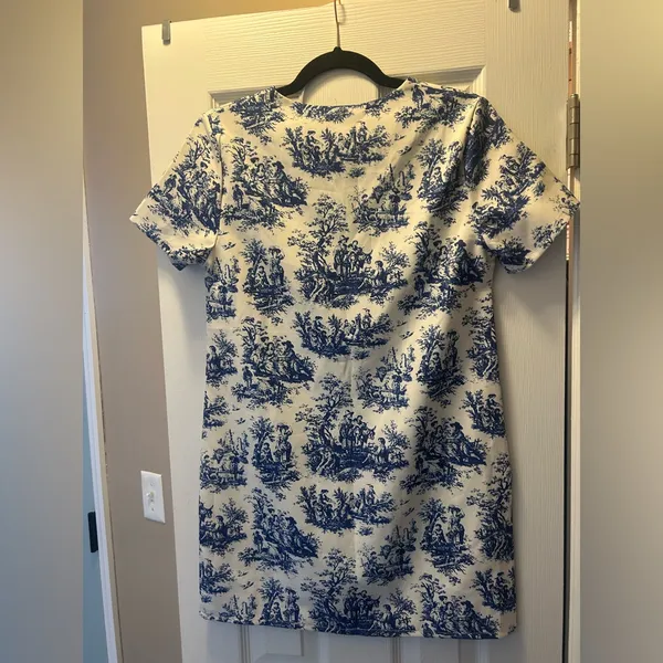 New Missguided White Dress with Blue Toile Print | Size Medium - Image 10
