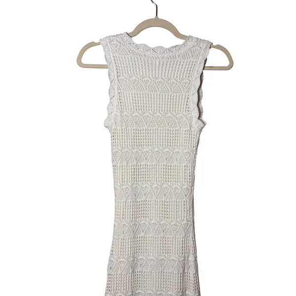 Olive +‎ Oak Womens Maxi Dress S White Crochet Pointelle Knit Boho Coastal READ - Image 4