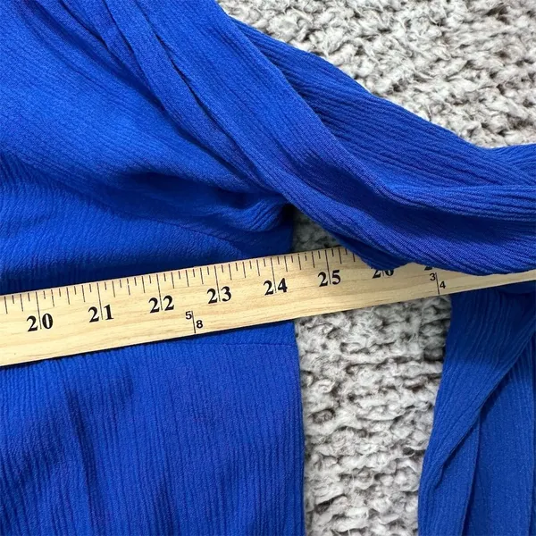 Torrid 2X Blue Lace-Up Crinkle‎ Gauze Blouse Top Minimalist Coastal Boho Resort - Image 8
