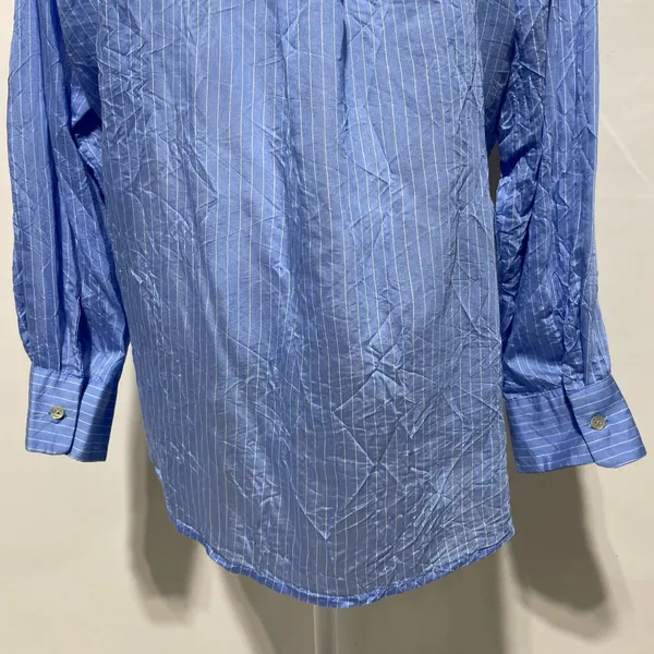 Zara Wrinkled Drawstring Waist Striped Shirt 4387/042/044 Blue White Size XL - Image 15